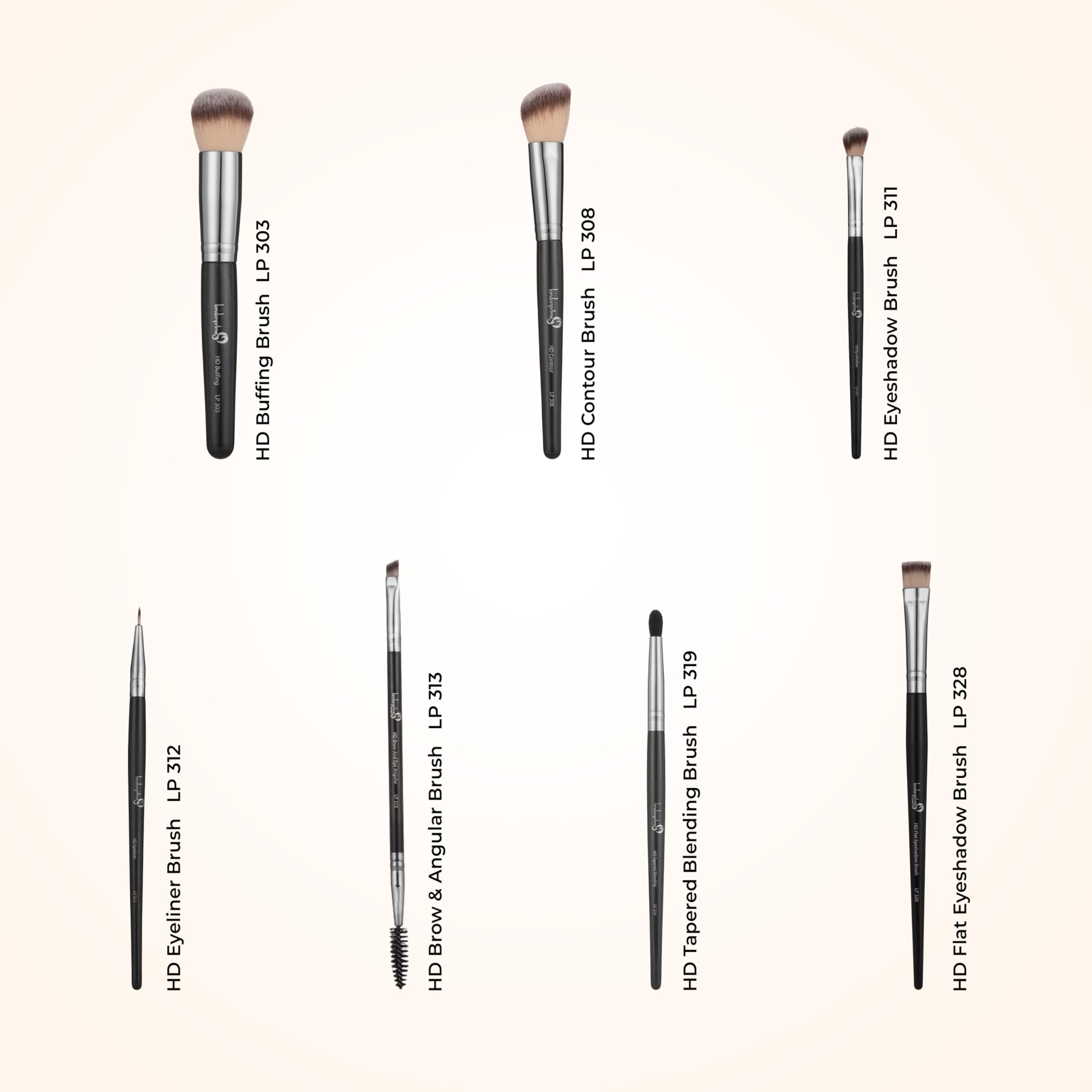 LONDON PRIME HD Premium Brush Set (7 pezzi) | Set di pennelli da trucco professionale e adatto ai principianti | Kit di pennelli da trucco morbidi per occhi, uso quotidiano e da viaggio, set completo