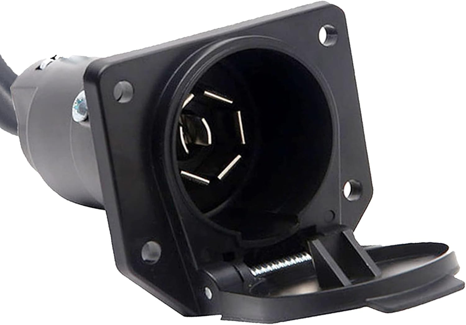European 7-Pin Round Connector [Vehicle Side] to American 7-Way [Trailer Side] RV Blade Adapter Plug Trailer Light Converter