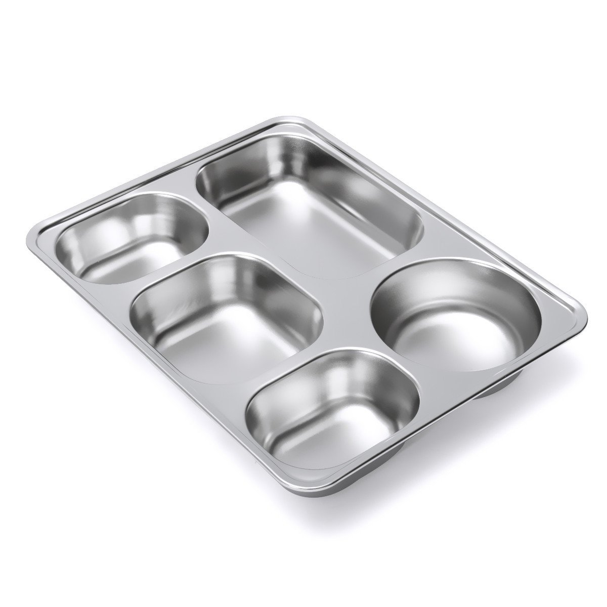 RanDal En Acier Inoxydable Alimentaire Service Plateau Cantine Cafétéria Divisé Lunch Box Bento Container Avec Couvercle