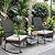 Greesum 3 Pieces Patio Furniture Set Outdoor Wicker Rocking Chairs with Glass Coffee Table for Garden Backyard Porch Poolside, Beige