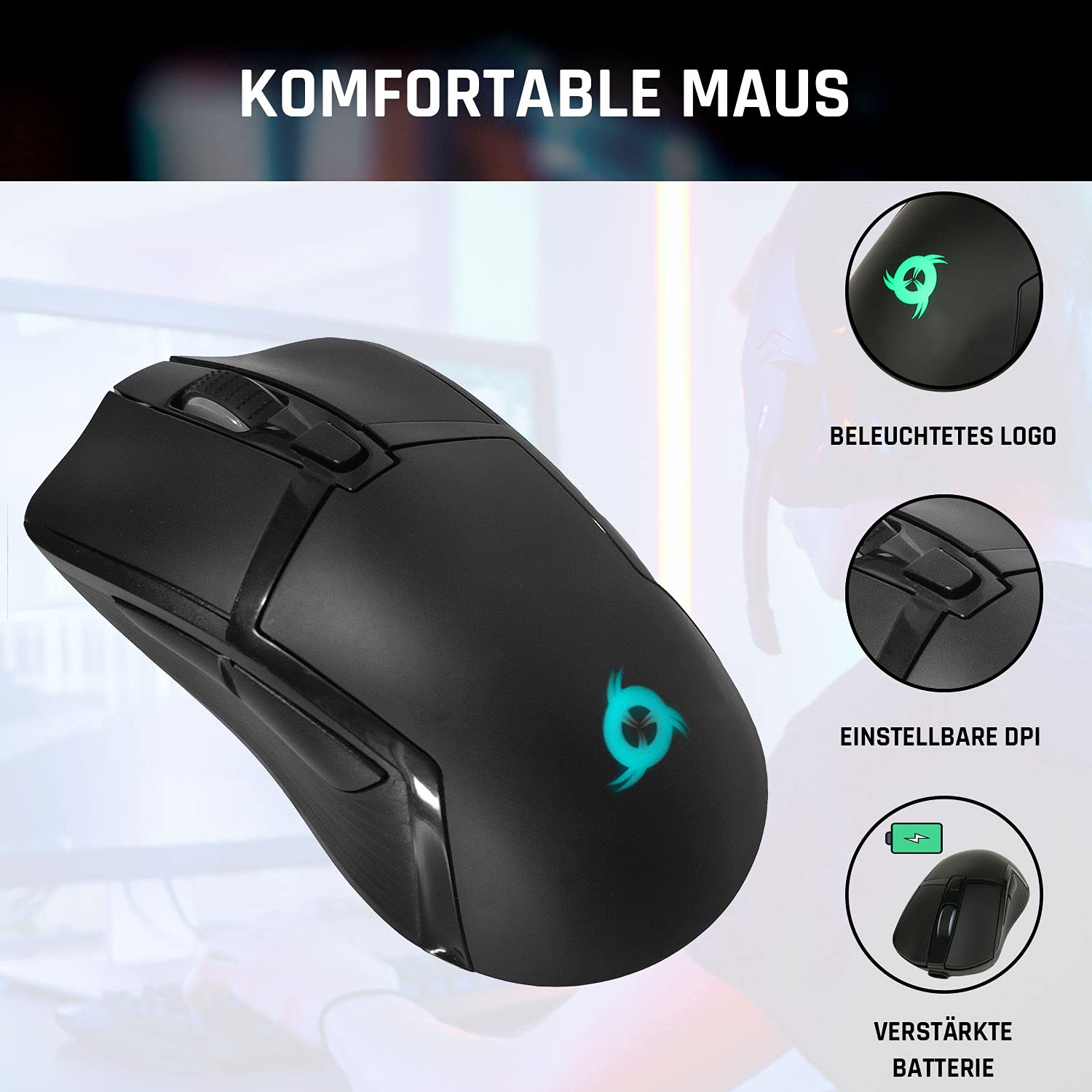 KLIM Tandem Souris et clavier sans fil QWERTZ + NOUVEAU 2022 + Fin Durable Ergonomique + Clavier de jeu avec souris sans fil pour ordinateur portable Mac Xbox PS4 PS5 + Batterie intégrée longue durée