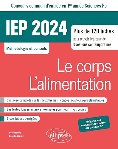IEP Concours commun d'entrée en 1re année Sciences Po: Le corps / L'alimentation