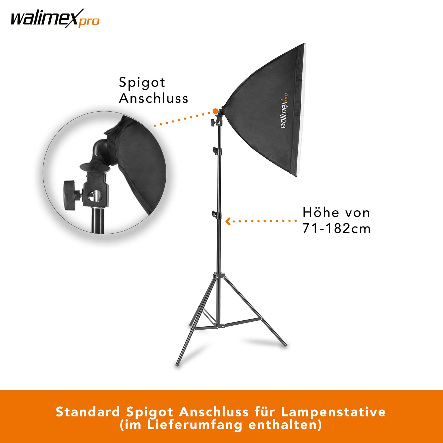 Walimex pro Softbox & Lampenstativ Kit I 40x60cm, 45W Bi Color LED I leistungsstarkes Dauerlicht inkl. Diffusor & Fernbedienung I Farbtemperatur 3.000 – 6.000 K I Für Profi-Fotos & Videos I CRI 95+
