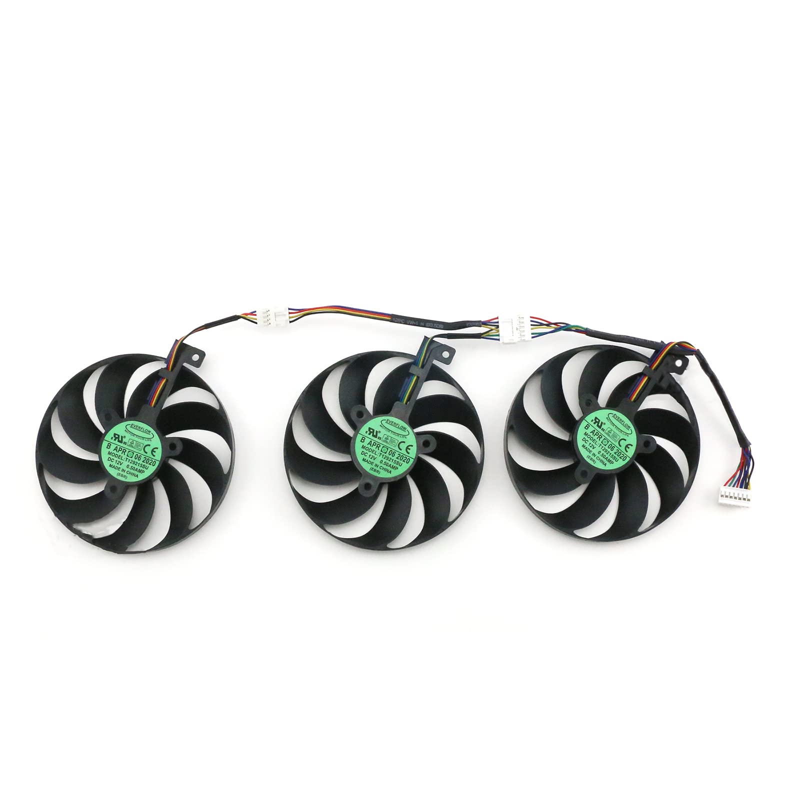 Ventilateur de refroidissement pour carte graphique T129215SU pour ASUS ROG RTX2060 2070S 2080ti RX5700XT Pièce de rechange (ventilateur gauche + milieu + droit)