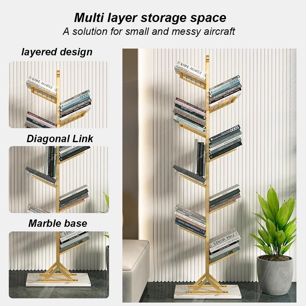 Libreria a torre a 6/8 ripiani, in metallo, multiuso, per soggiorno, ufficio, camera da letto