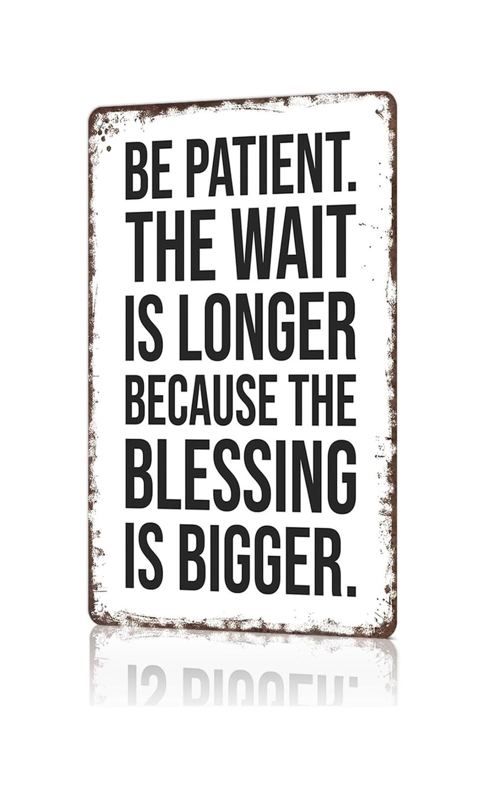 NWPNLXEA Retro Patience Quote Tin Sign Motivational Saying Wall Decor For Man Cave Garage Basement 8 X 12 inch