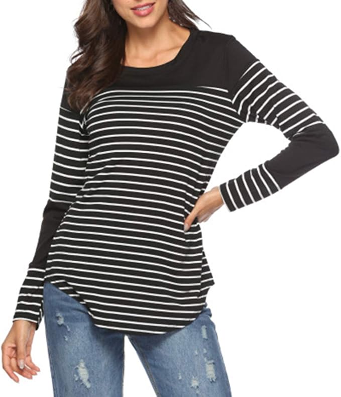 Z\u0026Y Glaa Women's Long Sleeve Tops Twisted Sweatshirt Loose T Shirt Blouses  Tunic Tops Womens Loose Lightweight Blouses Long Sleeve T Shirts Petite Dry  Fit Tops Ladies Striped Long Sleeve T-Shirt :