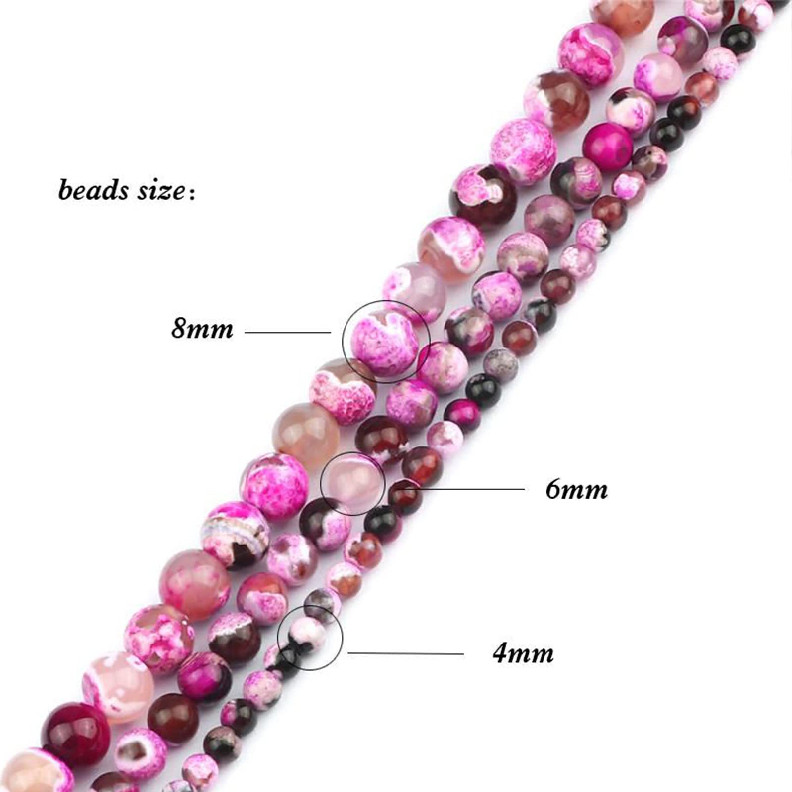 Kolekcje domowe Ręcznie wykonany gładki różany czerwony kamień naturalny 8/6/4 mm okrągły luźny koralik do samodzielnego wykonania bransoletki naszyjnik amulet biżuteria prezenty akcesoria do robienia