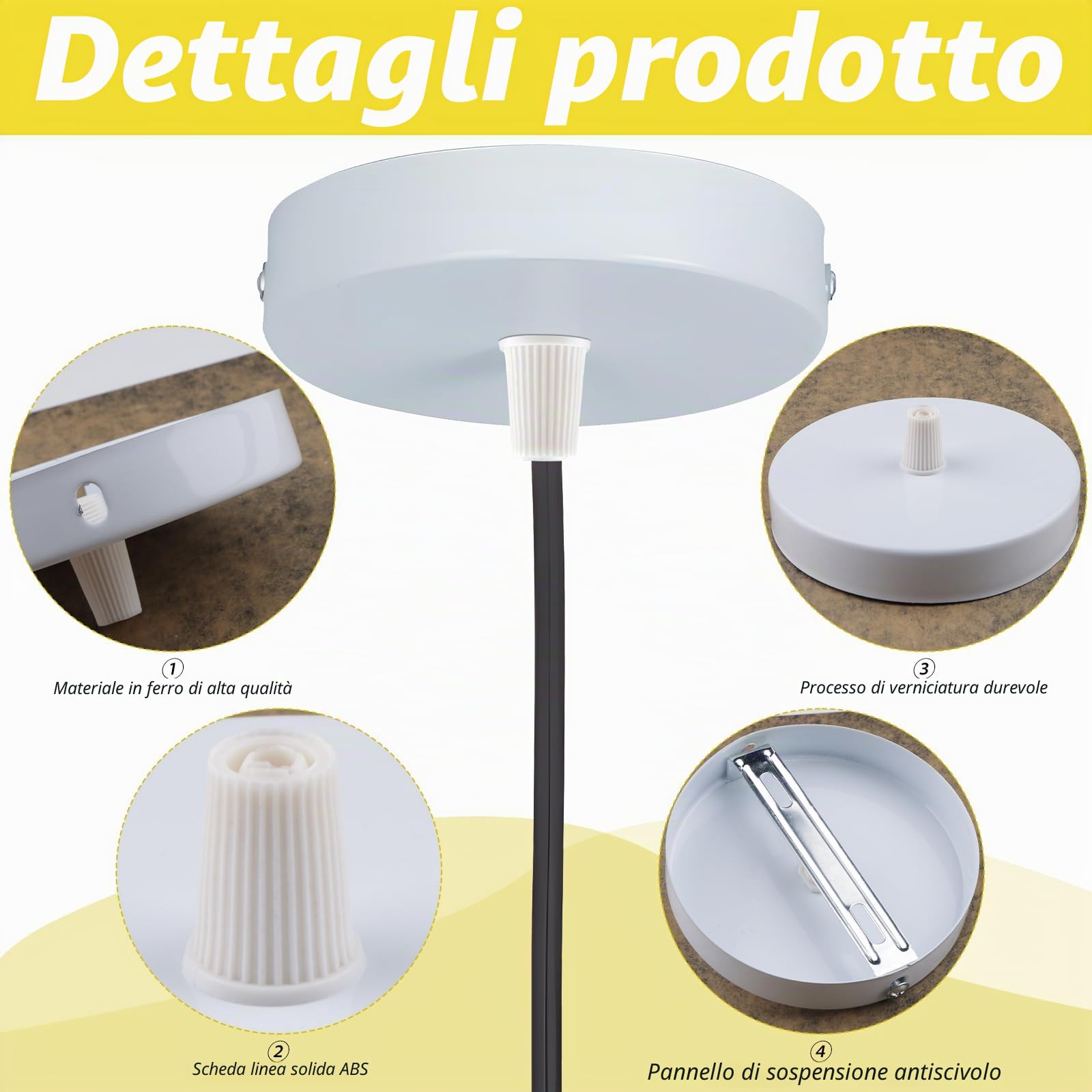 5 Pezzi Rosone per lampadario da soffitto, 100 X 18mm Rosone da soffitto | lampada a baldacchino per soggiorno, corridoio, lampadario da cucina che nasconde il filo