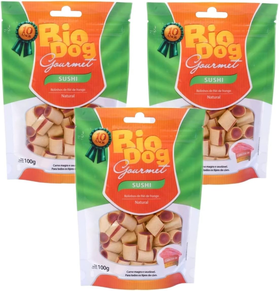 3x Petisco Bio Dog Gourmet Sushi para Cães Frango100g