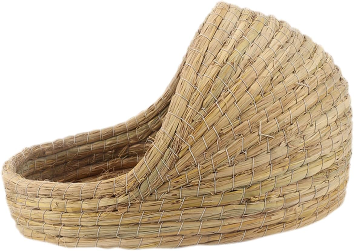 ibasenice Small Pet Nest Straw Bed Woven Rabbit House Hamster Bedding for Dwarf Hamsters Rabbit Nest Handmade Bunny House Bed