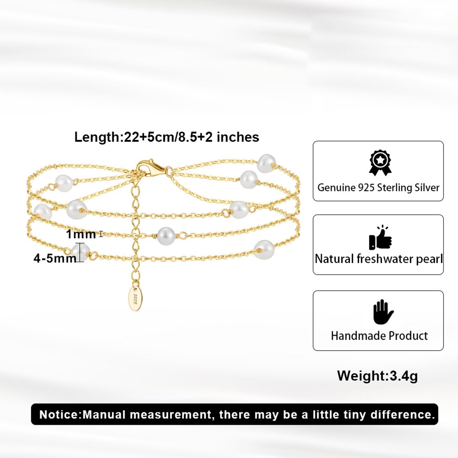 Cavigliera Argento Sterling 925 Donna, Cavigliera Donna Sexy Multistrato Catena con Perla, Bracciali alla Caviglia da Spiaggia Piede Catena Cavigliere Regolabili per Donne