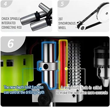 Mini Drill Press, Variable Speed, 12-24V, Precision Drilling Machine, B10 Chuck, 10mm Max Capacity, 7 Speeds, Drill Press, Drill