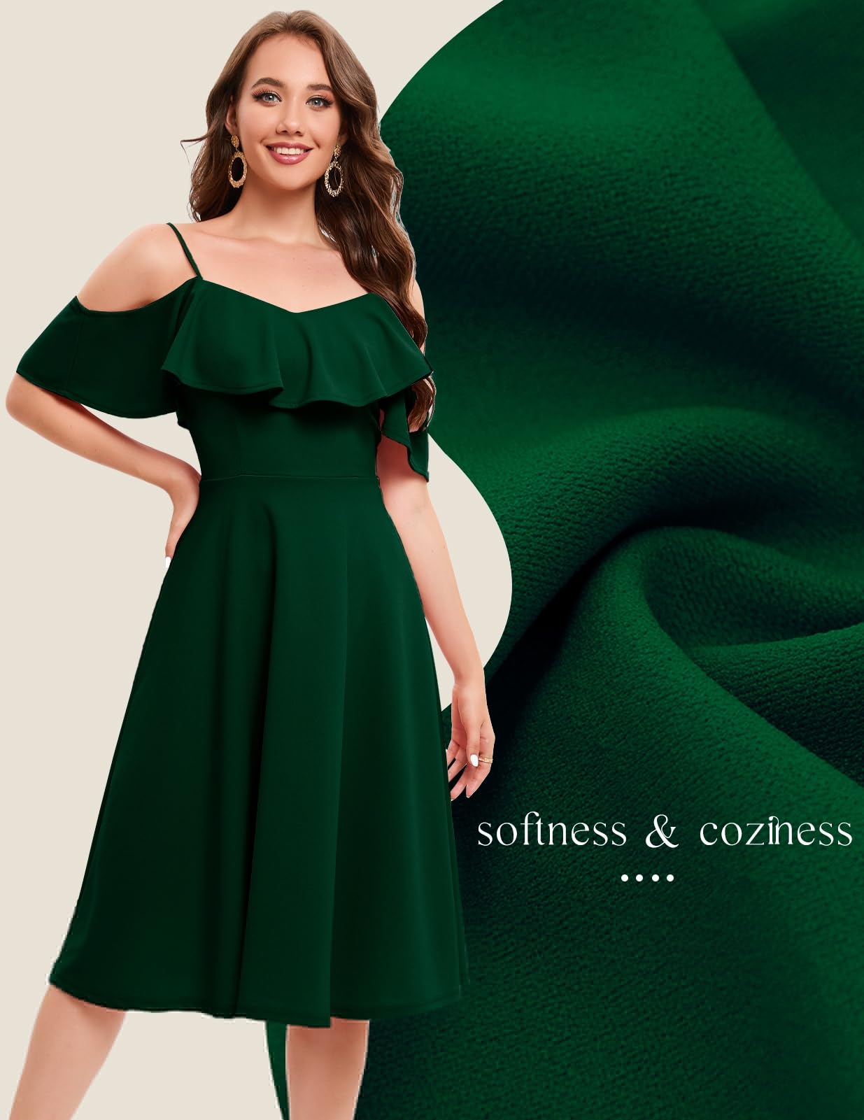 Bbonlinedress Abito Donna Estate off-The-Shoulder Elegante Abito Senza Spalline con Increspature Midilang Abito da Cocktail Festivo