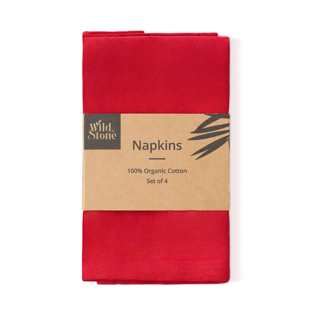 Wild & Stone | Organic Cotton Napkins | Herringbone Weave | Set of 4 (Berry)