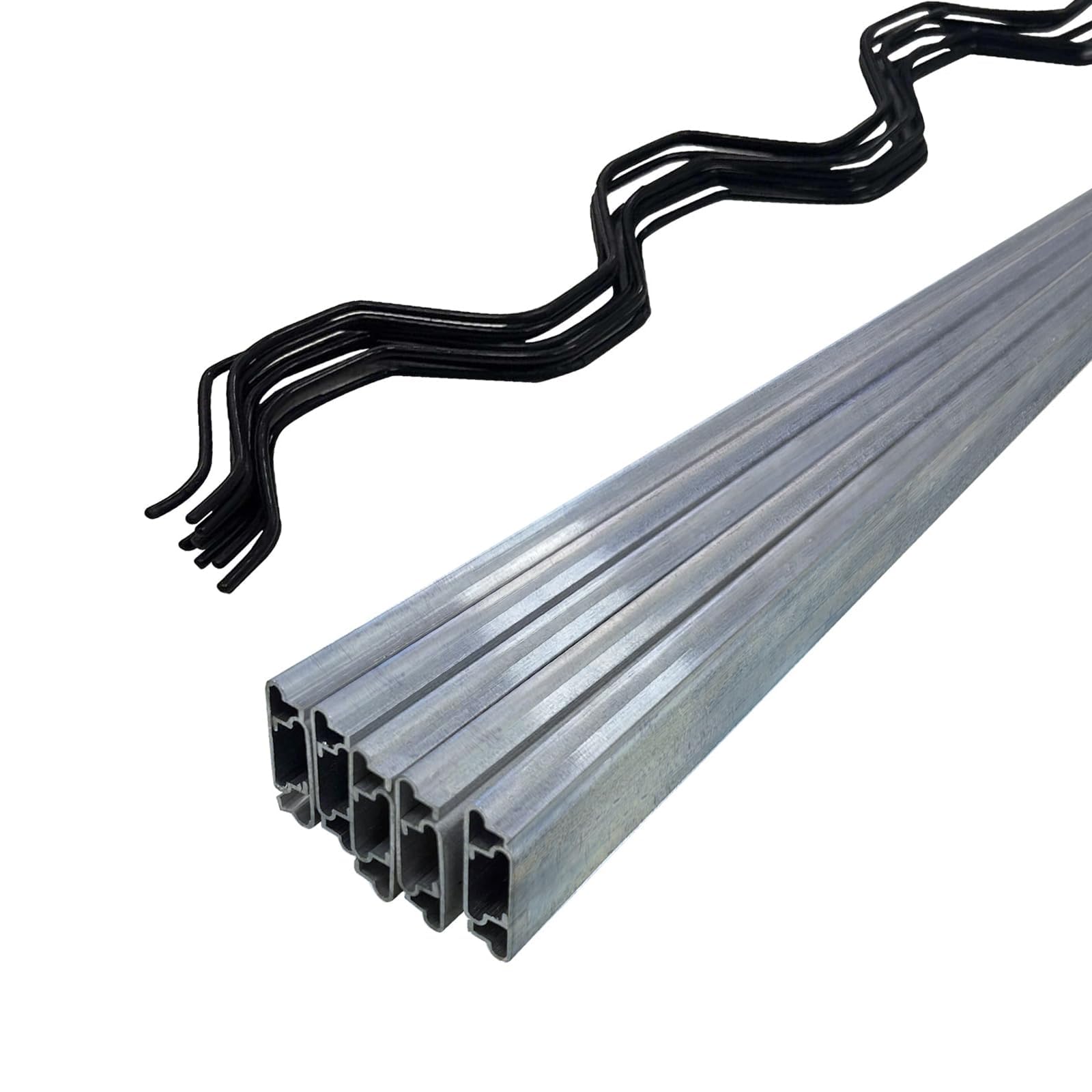Garvee 20m Greenhouse Lock Channel and Wiggle Wire Kit, 10-Pack 2m Heavy Duty Galvanised Steel u-Channel & PVC Coated Spring Wires for Polytunnel Cover, Shade Cloth & Netting