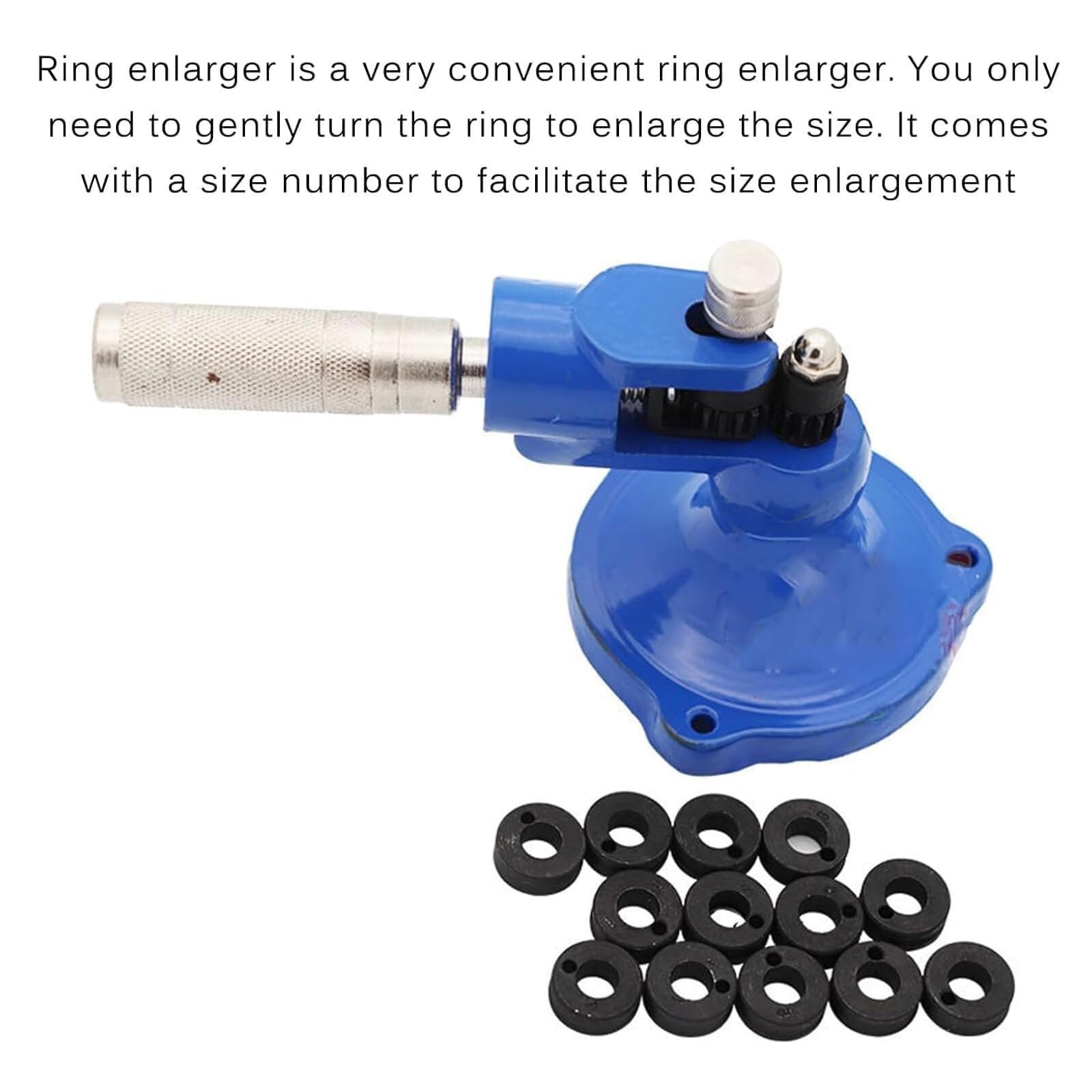 Expansor de Anillos Manual, Ensanchador y Alargador de Anillos con Mango Antideslizante, Herramienta de Ajuste de Tamaño de Anillos con 13 Troqueles, Herramienta para Moldear Joyas