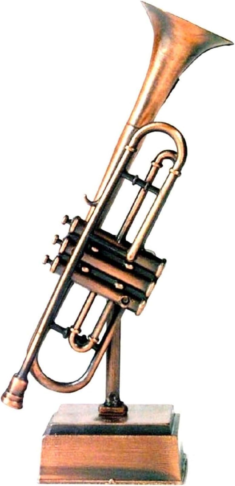 Saddle Mountain Souvenir Trumpet on a Square Stand Die Cast Metal Collectible Pencil Sharpener, Bronze