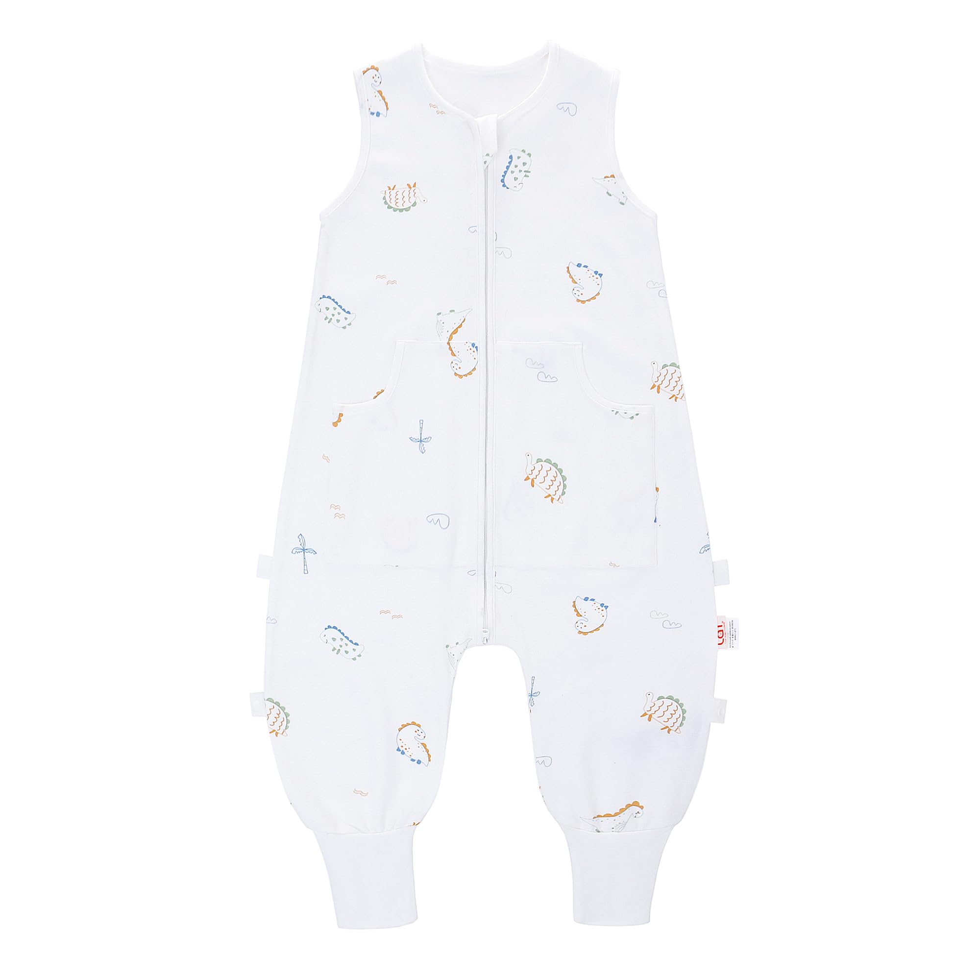 LAT Gigoteuse d'été a Pieds pour bébé 0,5 TOG, 100% Coton Sac de Couchage pour Bébé, Gigoteuse avec Jambes et Poches pour Bébé, Turbulette d'été avec Pieds