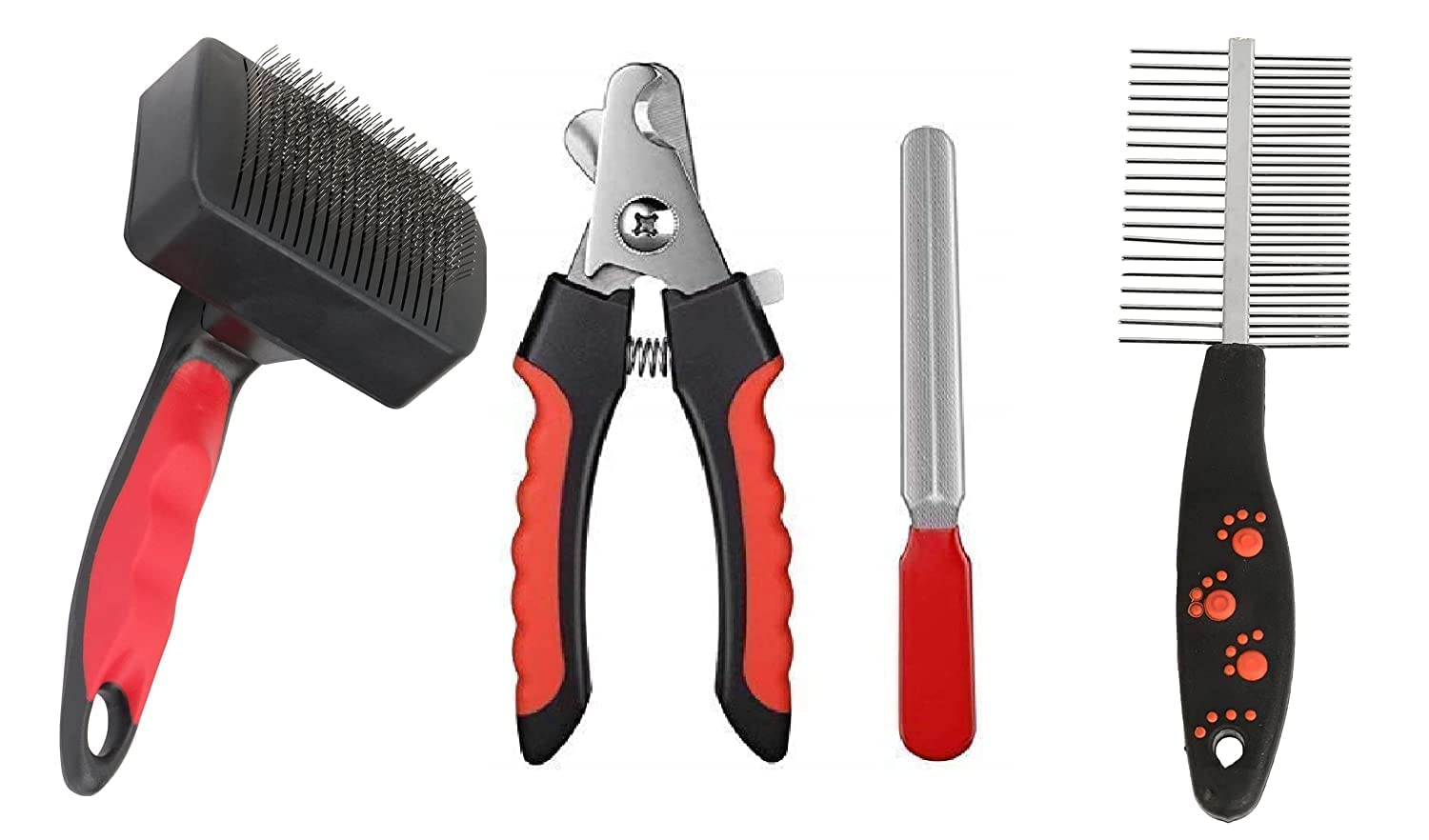 KittuPet Grooming Combo Plastic Auto Slicker Self Cleaning Hair Brush, Dual Side Paw Print Handle Comb and Stainless Steel Blade Pet Nail Clipper Scissors for Large Or Small Dogs and Cats (B0BN228725) Amazon Price History, Amazon Price Tracker