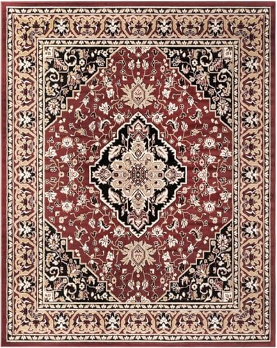 Tapete Superior medallón tradicional 2' x 3' rojo miniatura 1