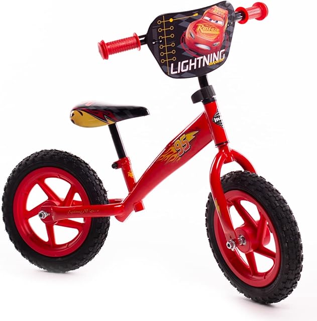 Huffy Disney Cars Balance Bike for Kids 2 - 4 Year Old Boy or Girl ft Lightning McQueen 12" Wheels Red