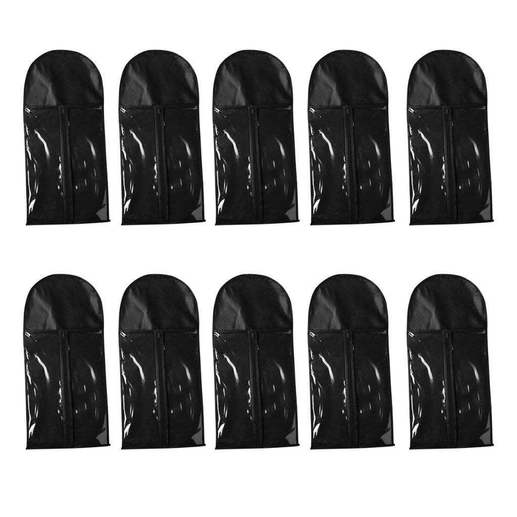 10 Pieces Wig Hair Extension Storage Bag, Dust-Proof Wigs Pouch Organizer Protect for Professional Hair Extensions with Nylon Wig Caps Wig Caps (Black)