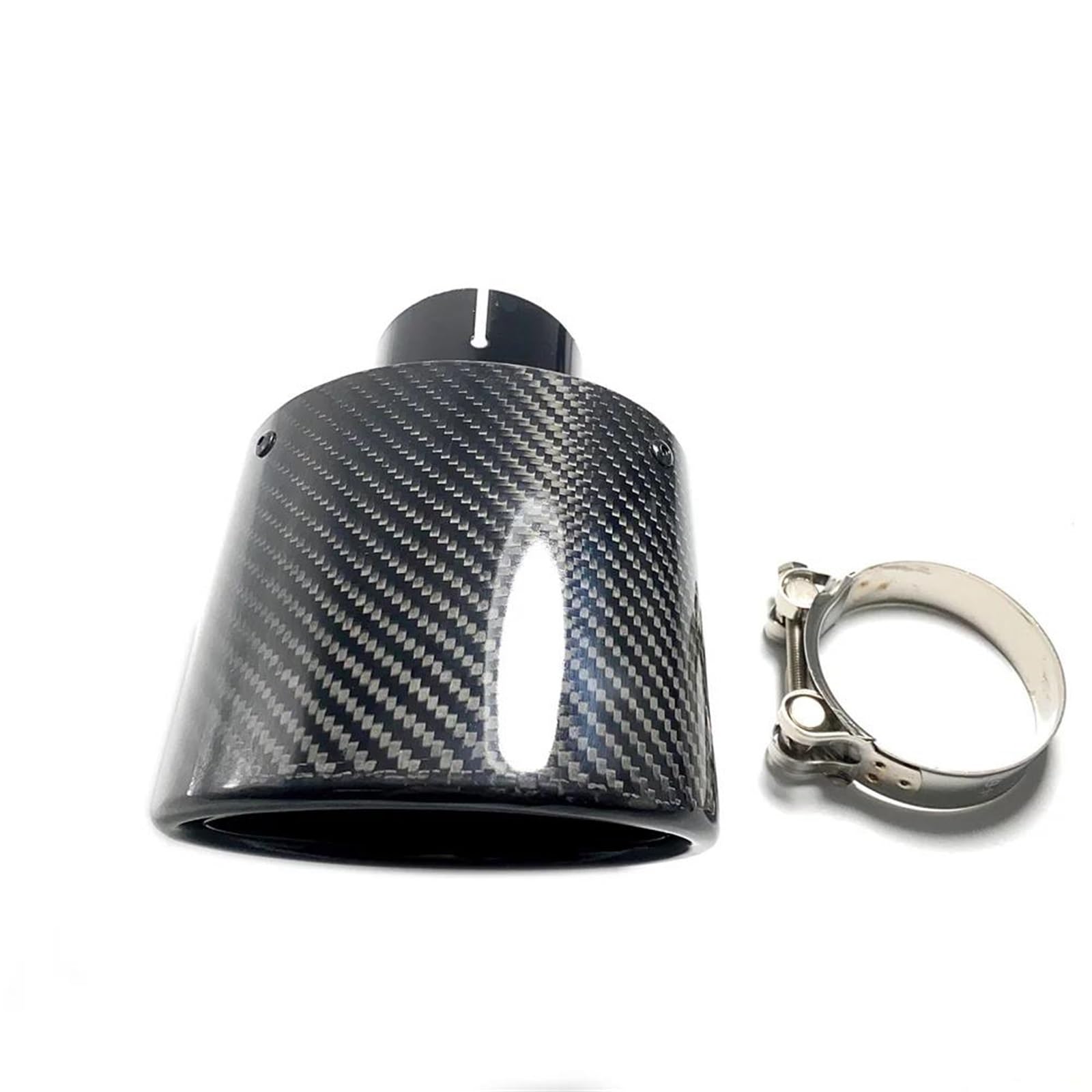 NYSQOFMB Exhaust Tip Oval Slanted Carbon Black Exhaust Tips Glossy Muffler Exhaust Tip For Universal Carbon Muffler Pipes Car Exhaust Pipes(ID 76mm-OD 115mm)