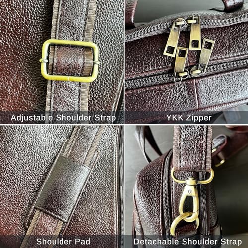 Image of RUSTIC TOWN Premium Leather Crossbody Messenger Bag - Stylish and Versatile - Gift for Professionals