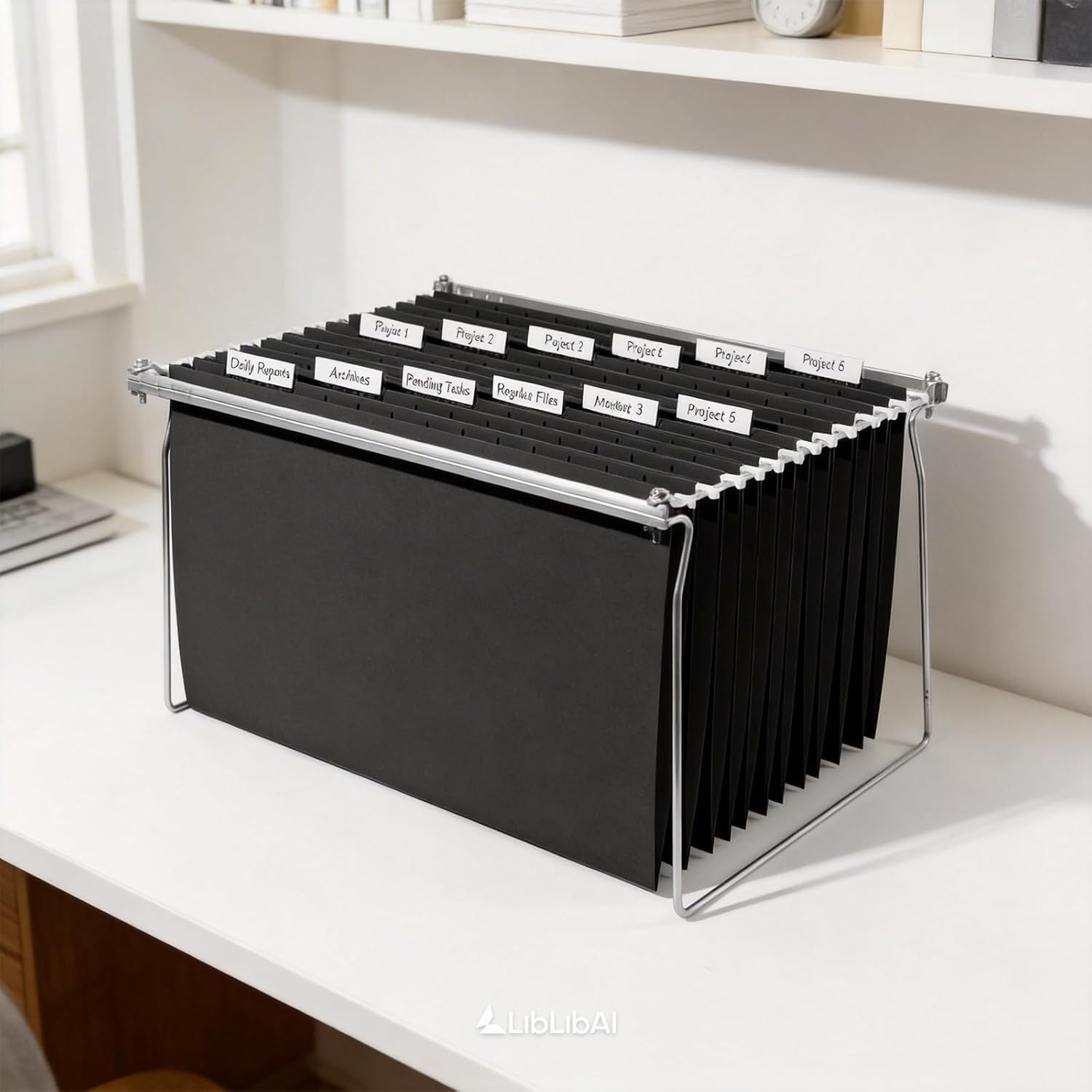 SUNEE Hanging File Folders Legal Size, Black File Folders 25 Pack 1/5-Cut Tabs, Stay Organized for Your Home and Office Bulk File and Documents