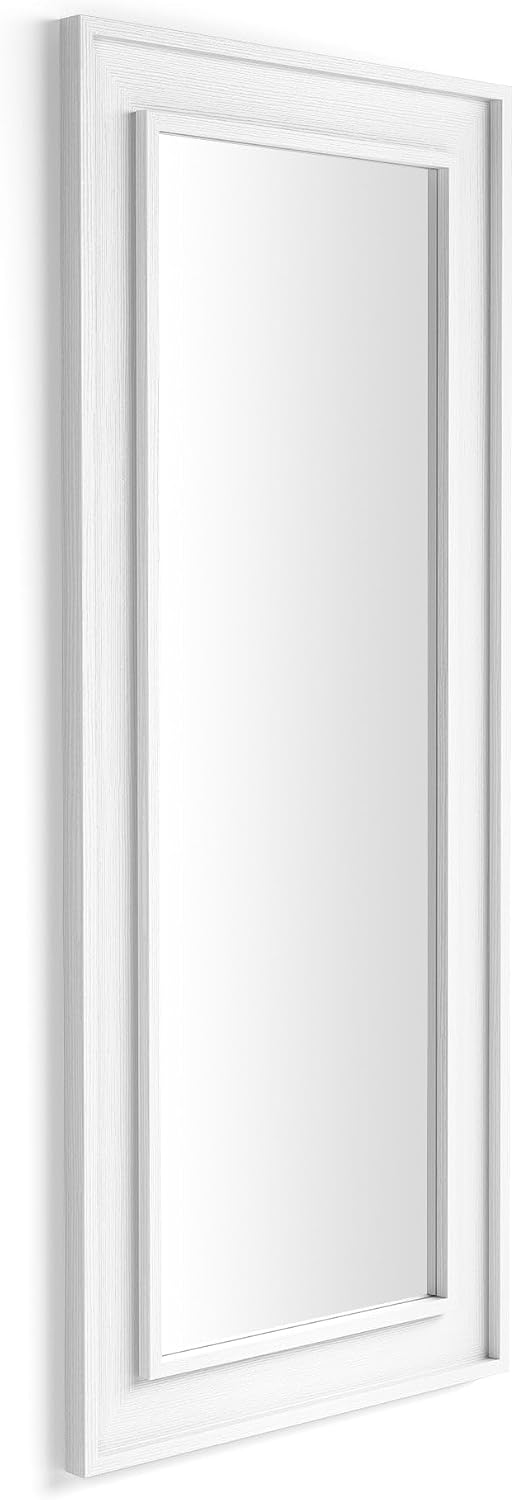 Mobili Fiver, Angelica wall/Floor Mirror, 63x 26.4 in, Ashwood White, Made in Italy