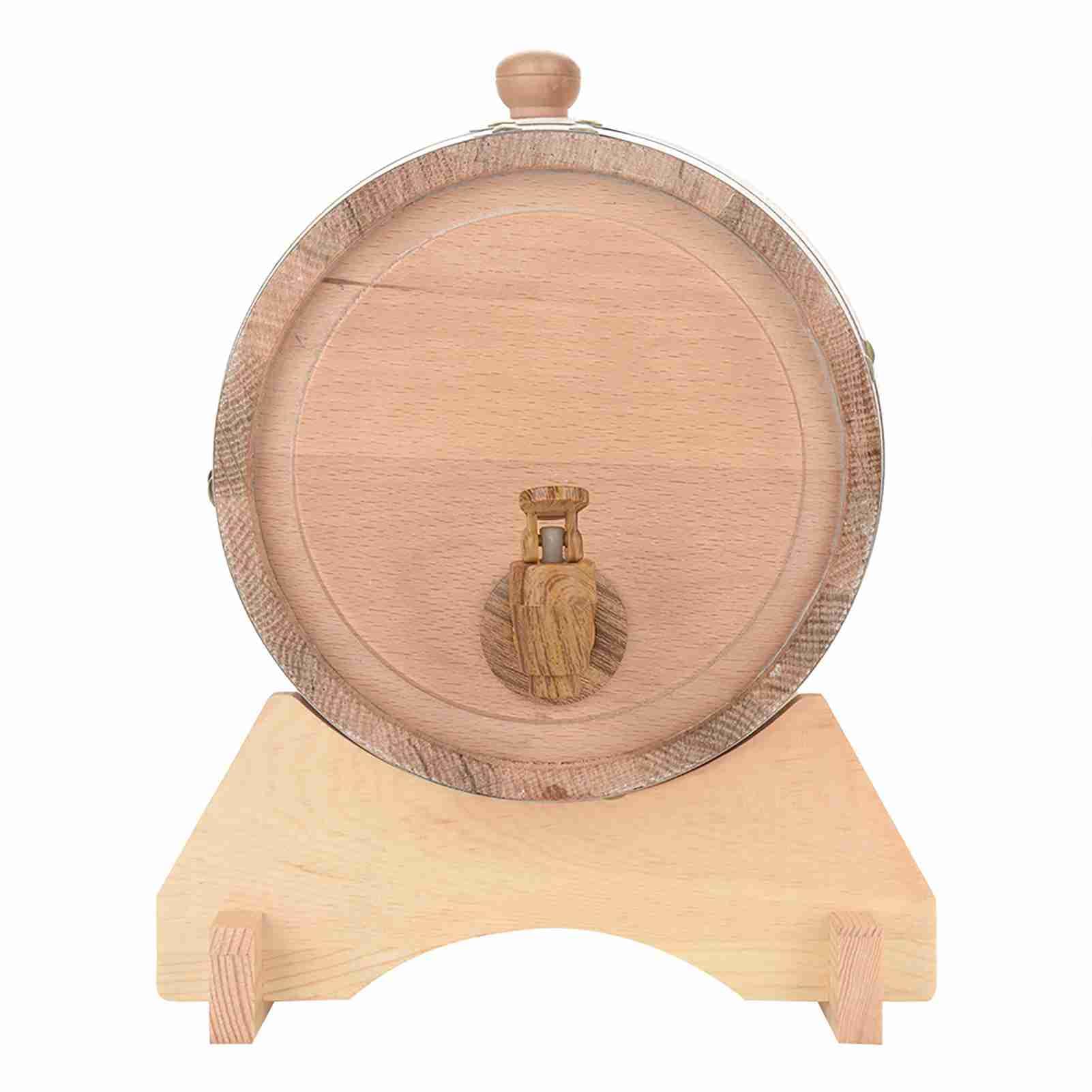 Vino in legno di quercia vintage, rovere artigianale per birra, whisky, rum, porto, capacità 1,5 l 3 l 5 l 10 l con rubinetto e supporto in plastica, testato a pressione per (aceto)