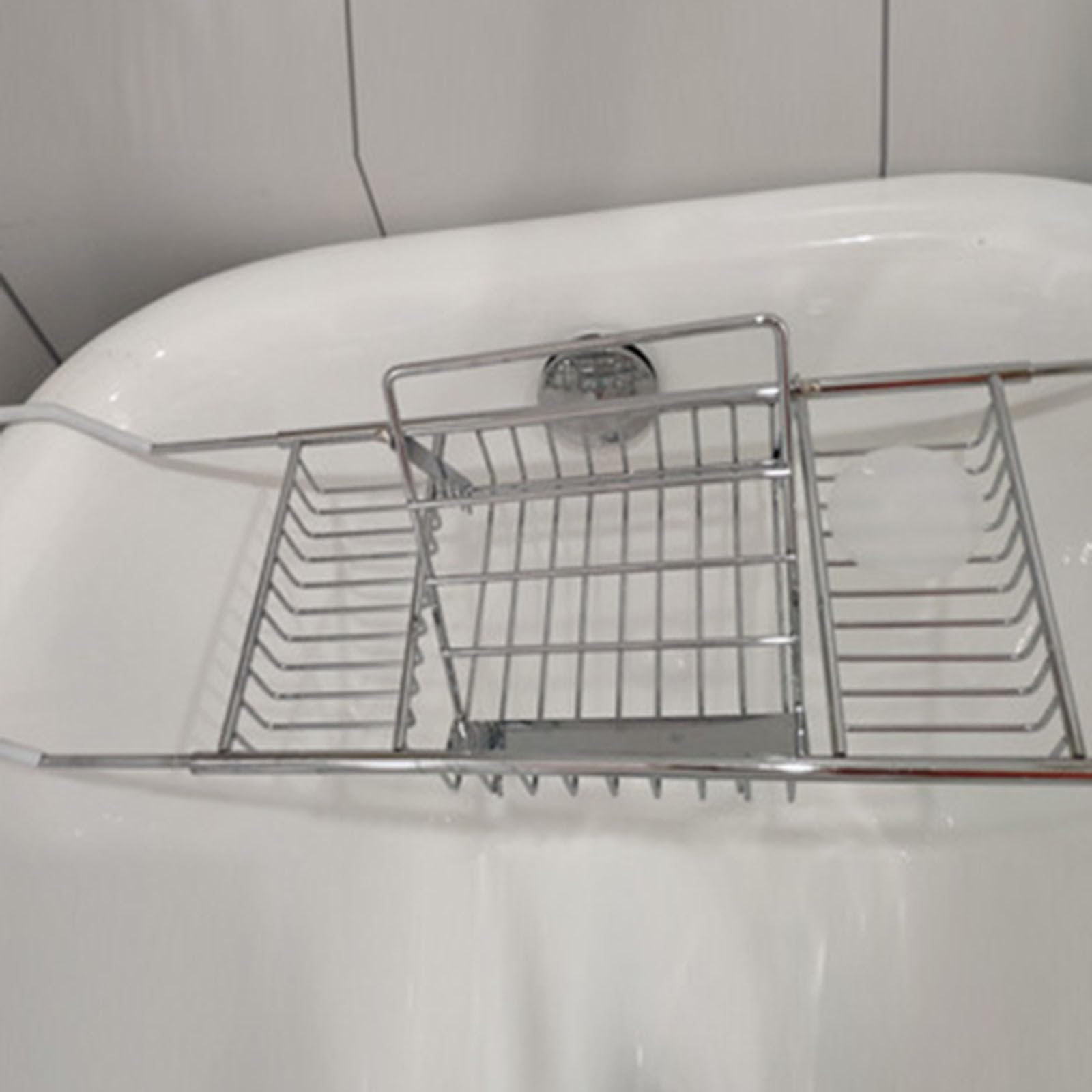 Bath tray304 Badewannenablage aus Edelstahl, ausziehbare Badewannenablage, Badezimmerablage, Badezimmerhalterung, Silber, 69, 17 cm