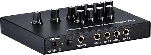 Miniatura 4 de ANLEON MX400 Mezclador de línea mono de 4 canales de bajo ruido para guitarras y bajos teclados mezclador estéreo de 5 canales