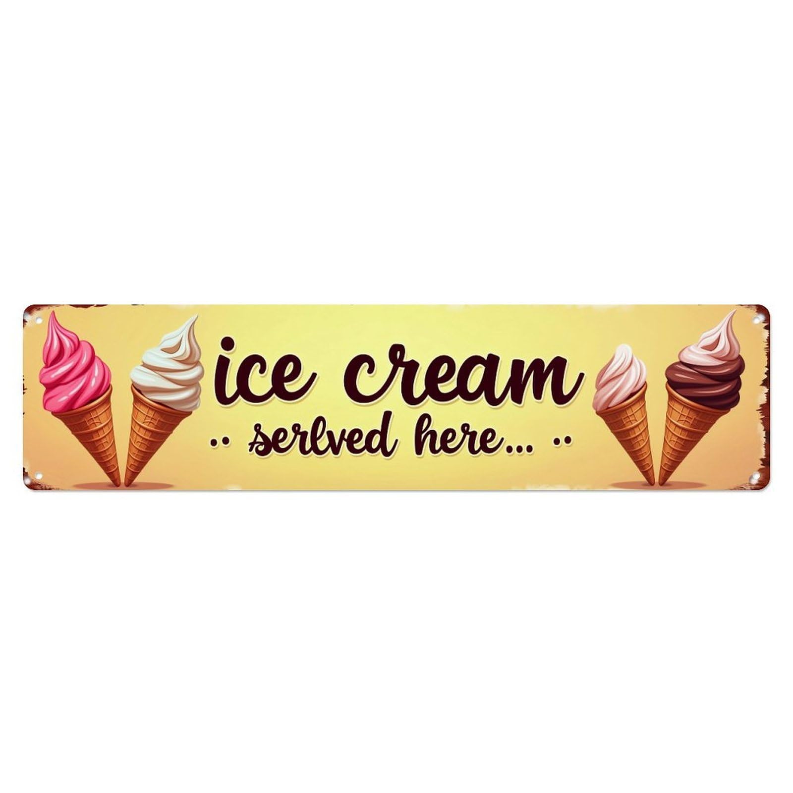 Ice Cream Cone Pattern_5 Metal Tin Sign Plaque