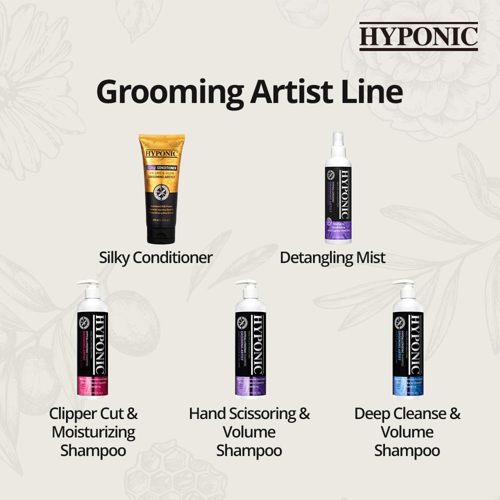 HYPONIC Grooming Artist Silky Conditioner (200 ml / 6.76 FL. oz) Für fließendes, glänzendes Fell – Premium-Conditioner mit seidigem Pflegeeffekt für Hunde und Katzen