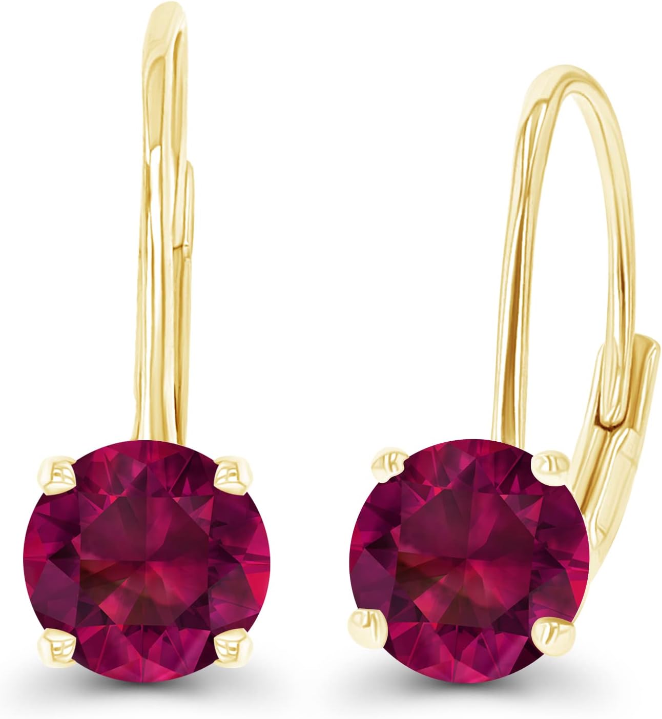 14k Gold Plated 925 Sterling Silver 5mm Round Hypoallergenic Genuine Birthstone Leverback Earrings - Image 2