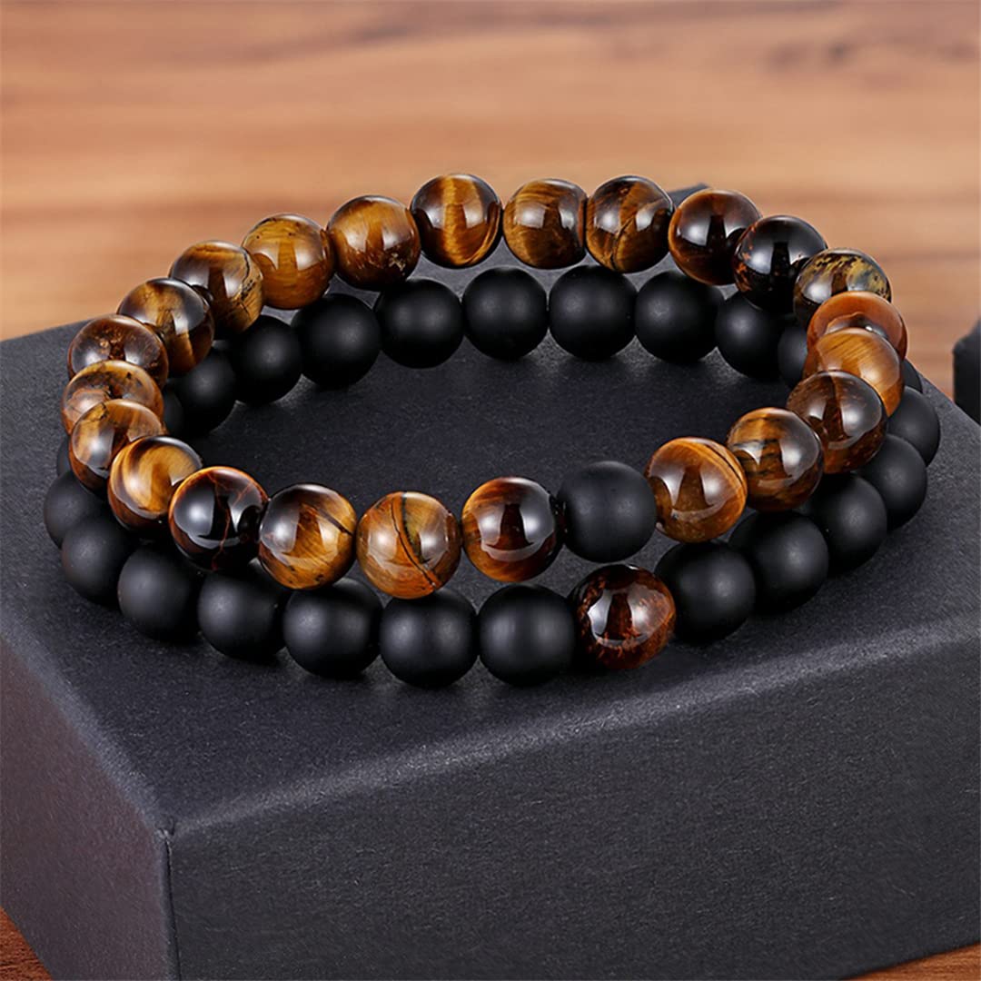 YDYDTTKD 2/3Pcs Set Naturstein Perlen Männer Armband Multilayer AY Onyx Perlen Charme Punk Armband Armreifen Frauen Schmuck Paare Geschenk 72