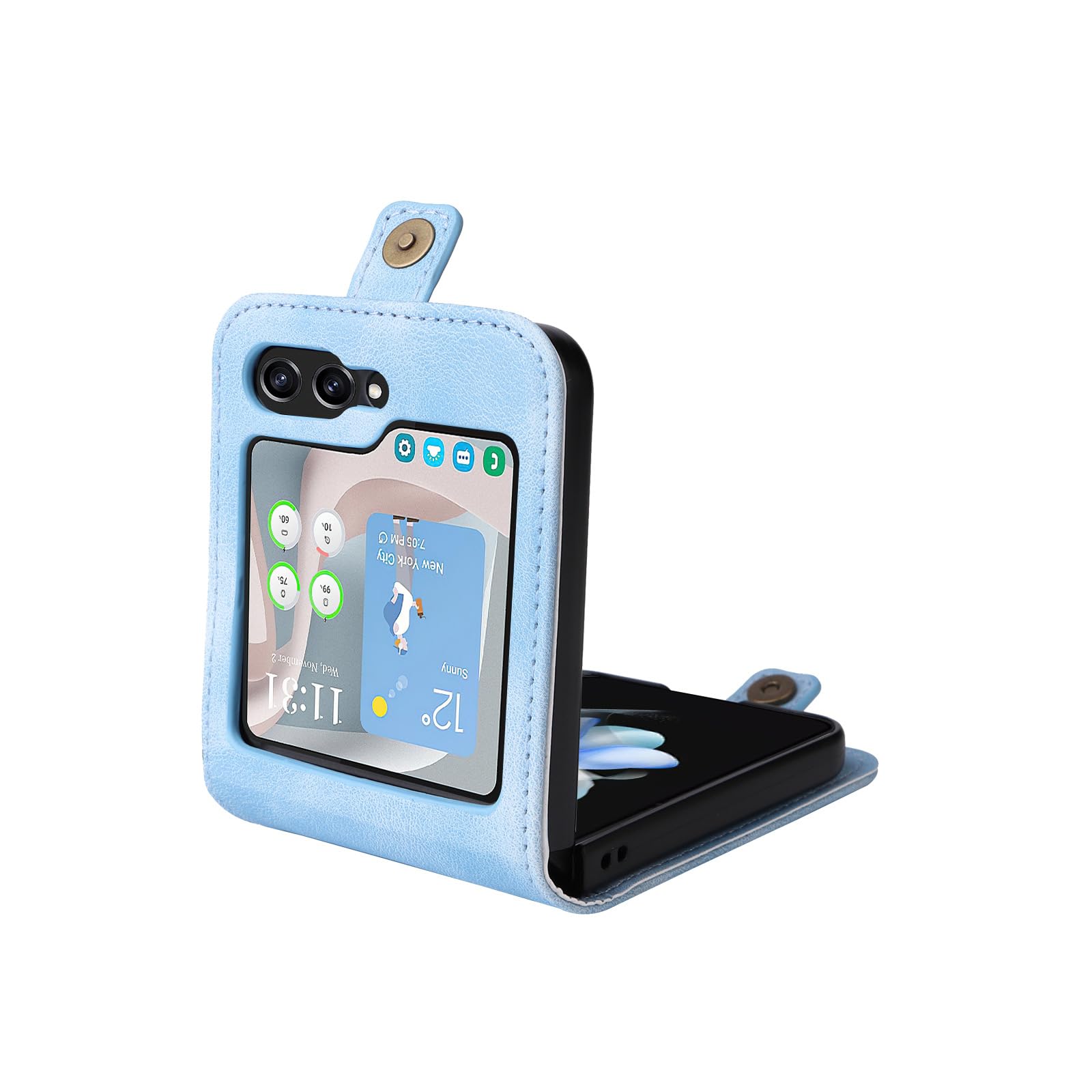 Amazon.co.jp: Samsung Galaxy Z Flip 6用レザーケース、レトロ 