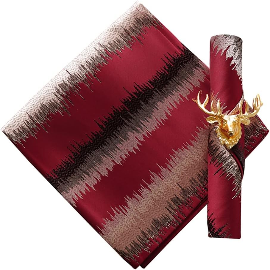 Set of 4 Napkins Hotel Folded Flower Cloth Flower Restaurant Table Household Square Cloth (Color : Red) (Red)