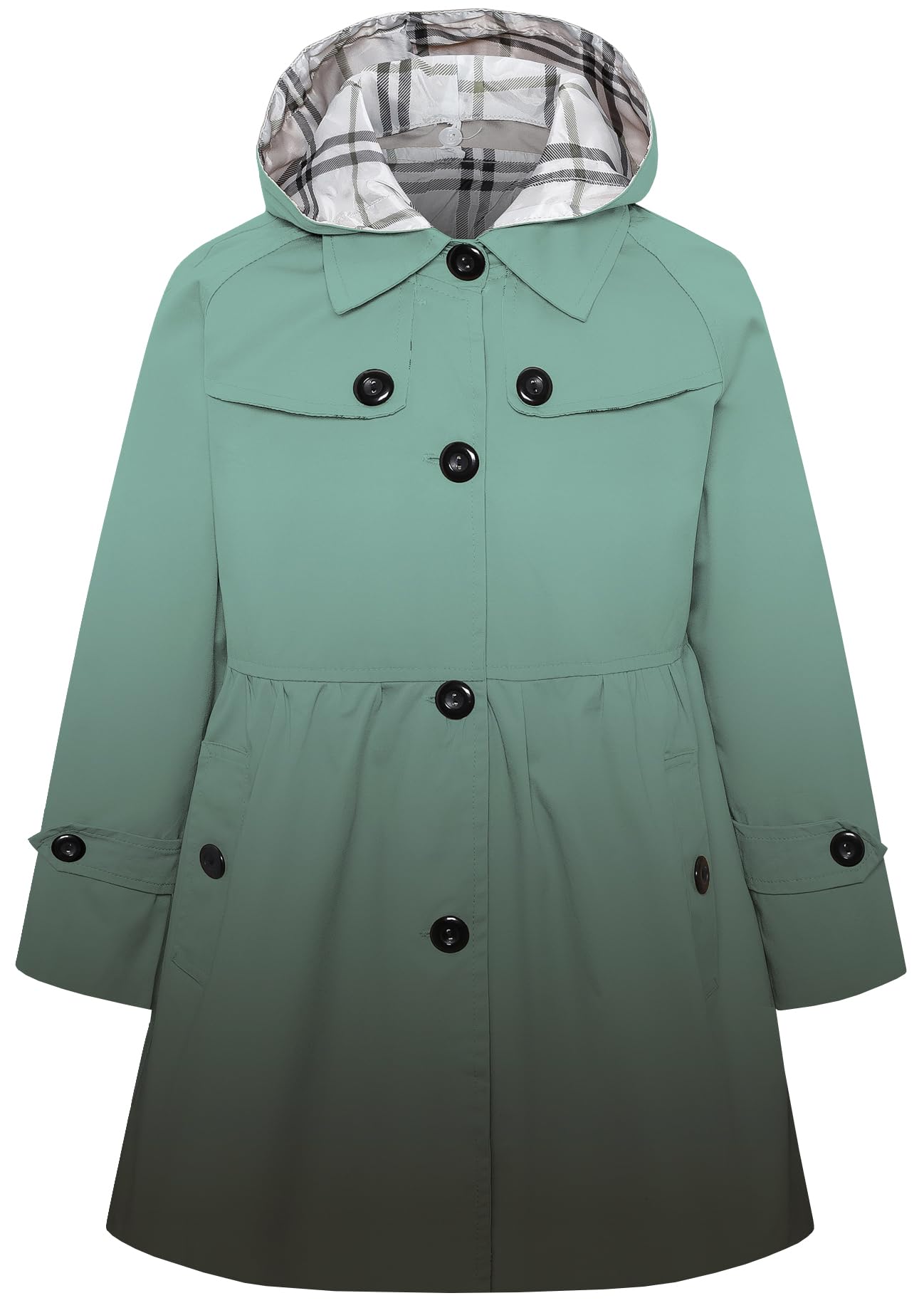 Betusline Girl's Single Breasted Trench Coat Hooded Dress Coat Outerwear