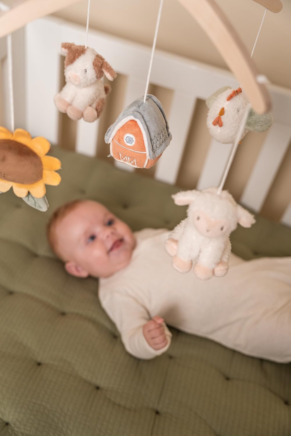Little Dutch Mobile Musik Spieluhr mit Holz Halterung für Babybett - Little Farm