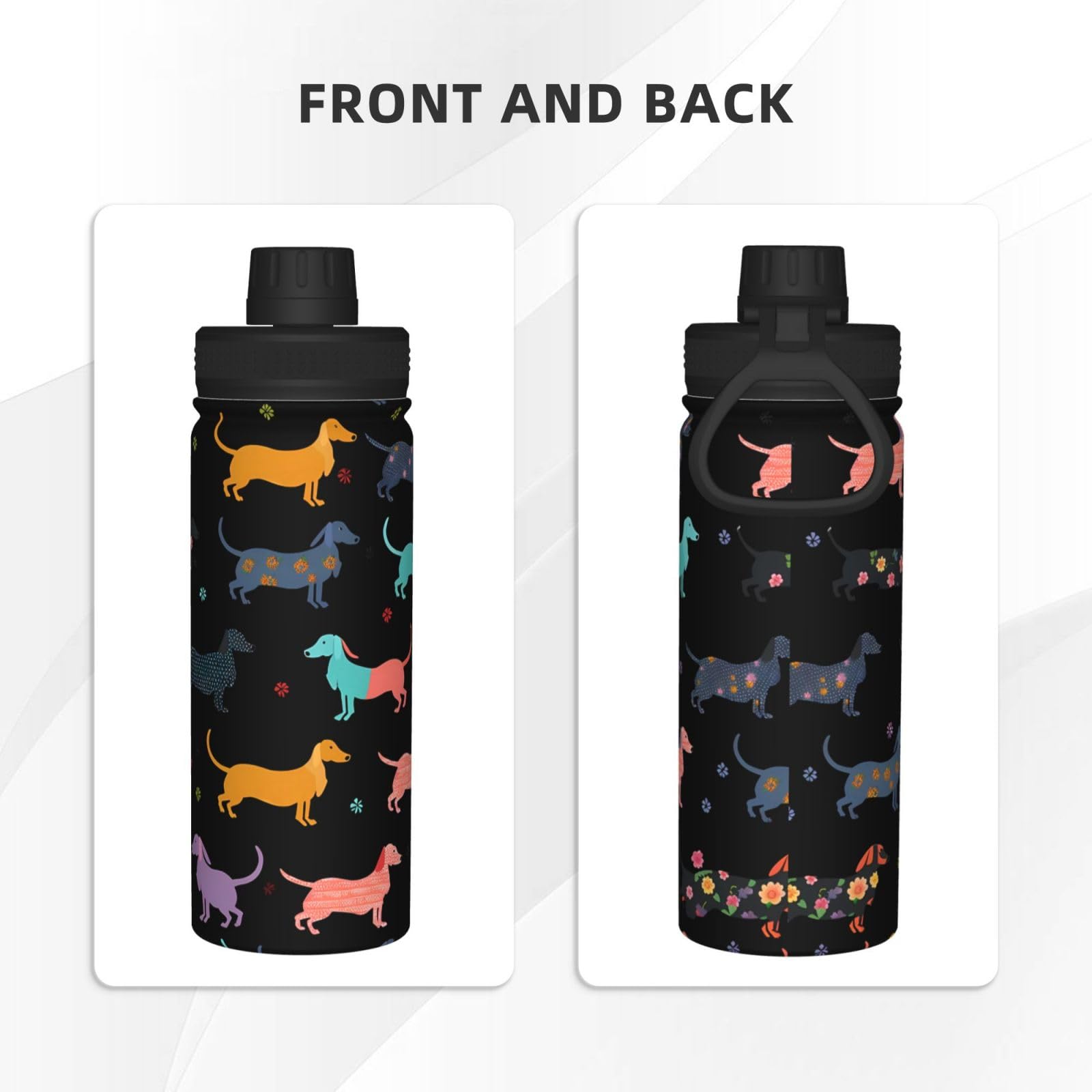 Deaokluy Dachshund Puppy Dog Insulated Water Bottle – 18oz Sports Kettle For Gym, Cycling, Outdoor & Gifts - View #11