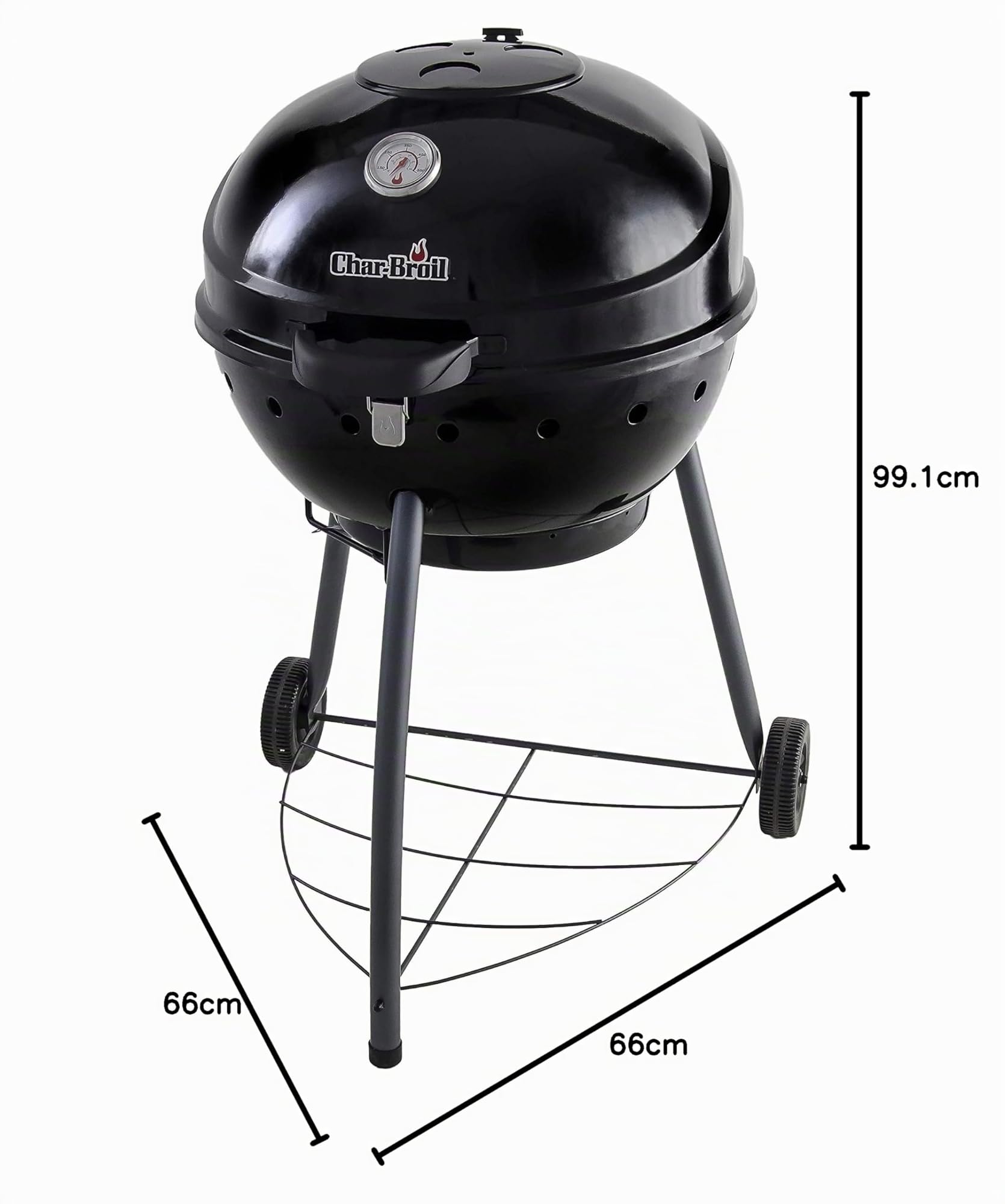 Char-Broil Barbacoa a Carbón Kettleman | Parrilla tipo kettle, Tecnología TRU-Infrared, Bandeja de cenizas removible, Para cocinar al aire libre