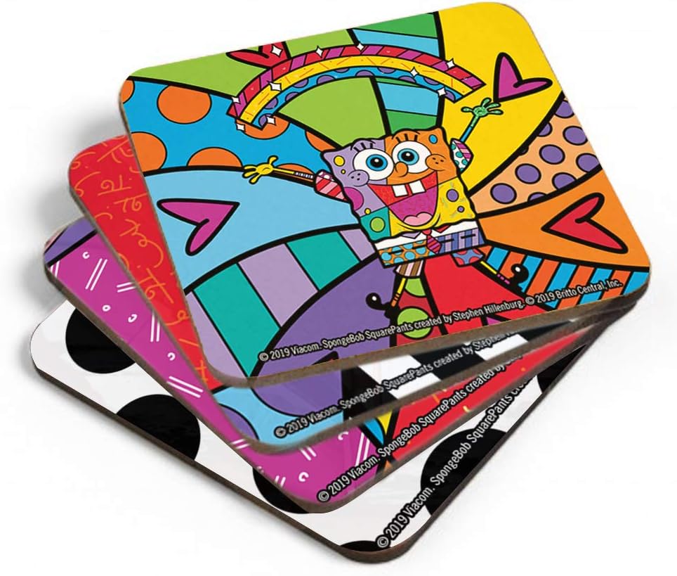 Spongebob Coaster Set of 4 - Spongebob, Sandy, Plankton, Gary - Officially Licensed