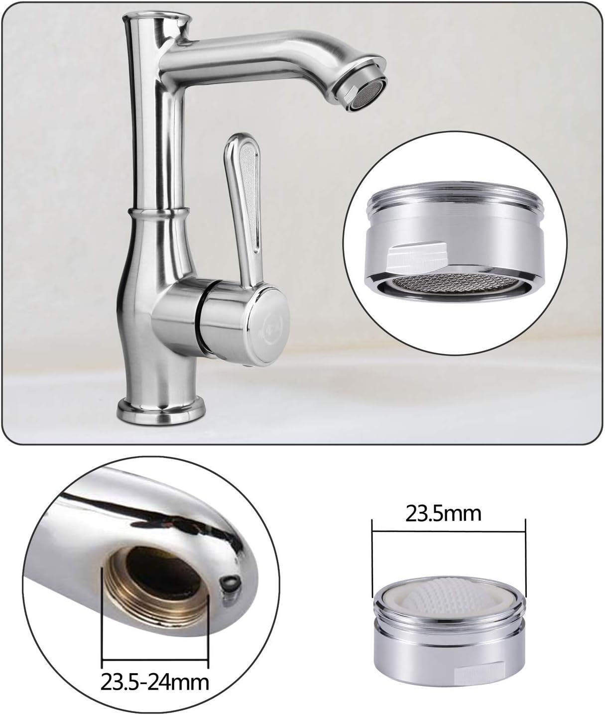 M24 Sink Aerator Replacement Parts - 12 PCS Brass Shell Aerators with 15/16-Inch Male Threads for Kitchen & Bathroom Faucets