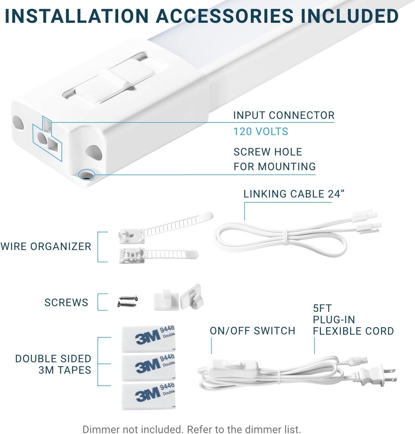 Parmida (6 Pack) LED Under Cabinet Lighting Kit, 12 Inch, 5CCT Color Selectable, 42W, Linkable Light Bar for Kitchen Counter Closet Shelf, Plug-In, On/Off Switch, Dimmable Damp Location Rated 120V ETL