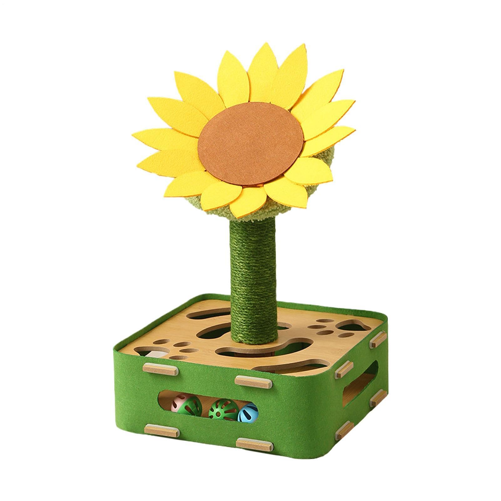 Interaktives Katzenspielzeug Futterball Mit Sonnenblumen Design | Kippsichere Basis Spiel Für Haustiertraining Bewegung Geistiges Spiel Gegen Langeweile