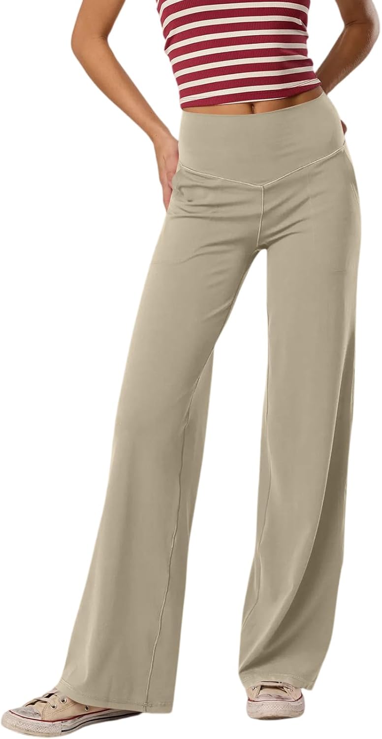 Yoga Pants Women Wide Leg Pants Stretch High Waist Baggy Sweatpants Casua Dress Pant Wide Leg Yoga Pant