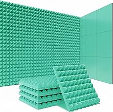 URBAN-X Pyramid Soundproofing Studio Acoustic Foam 1'x1' - 1 Inches 50D High Density, Soundproof Foam, Noise Reduction Panels, Echo Absorption (Aqua Green - Pack of 18)
